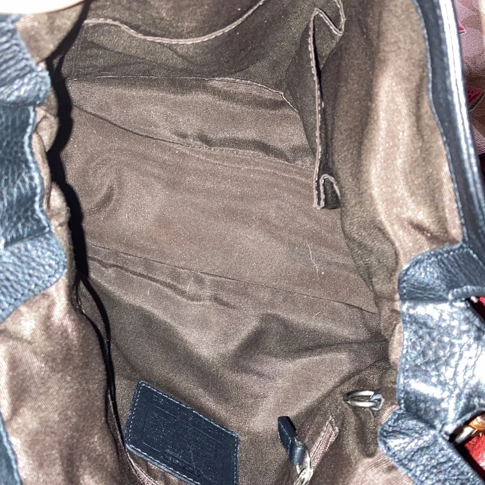 Coach Pebbled Black Leather with Brown Strap Stylish Classy Coach